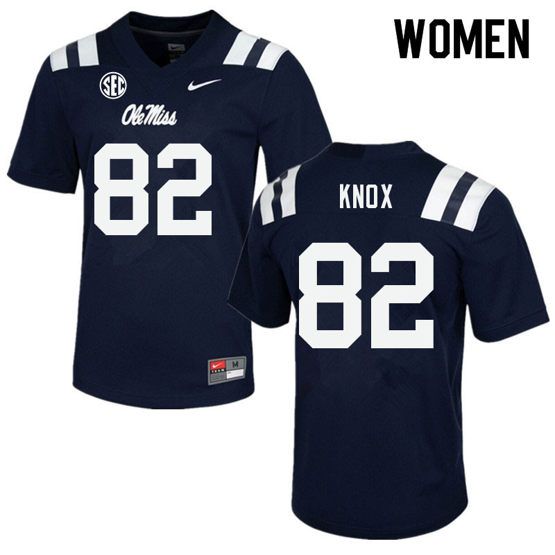 Women #82 Luke Knox Ole Miss Rebels College Football Jerseys Sale-Navy - Click Image to Close